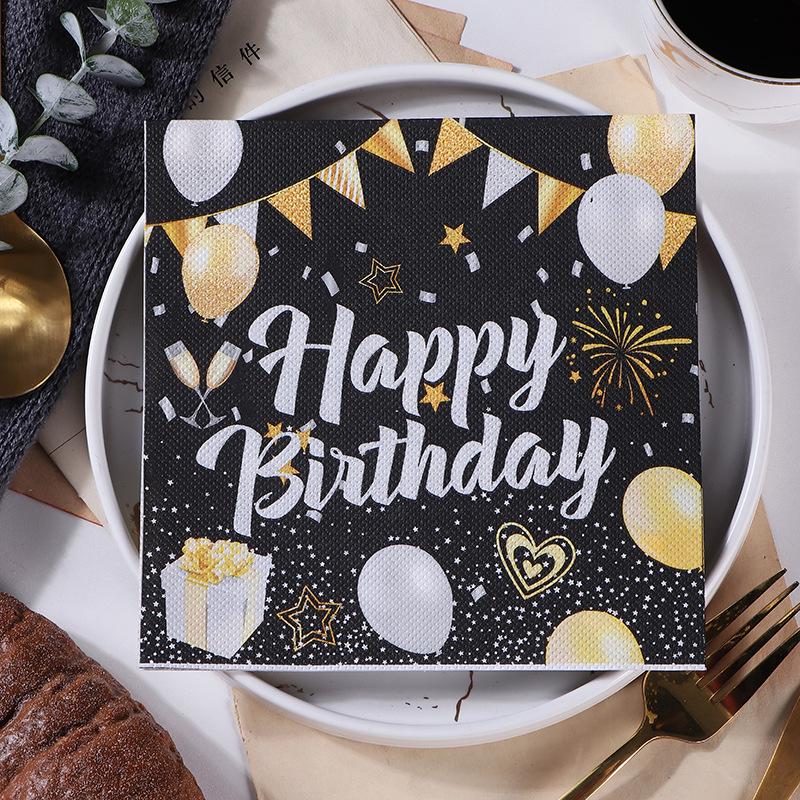 Happy Birthday Virgin Wood Pulp Facial Tissue - Colorful Printed Children s Restaurant Napkins