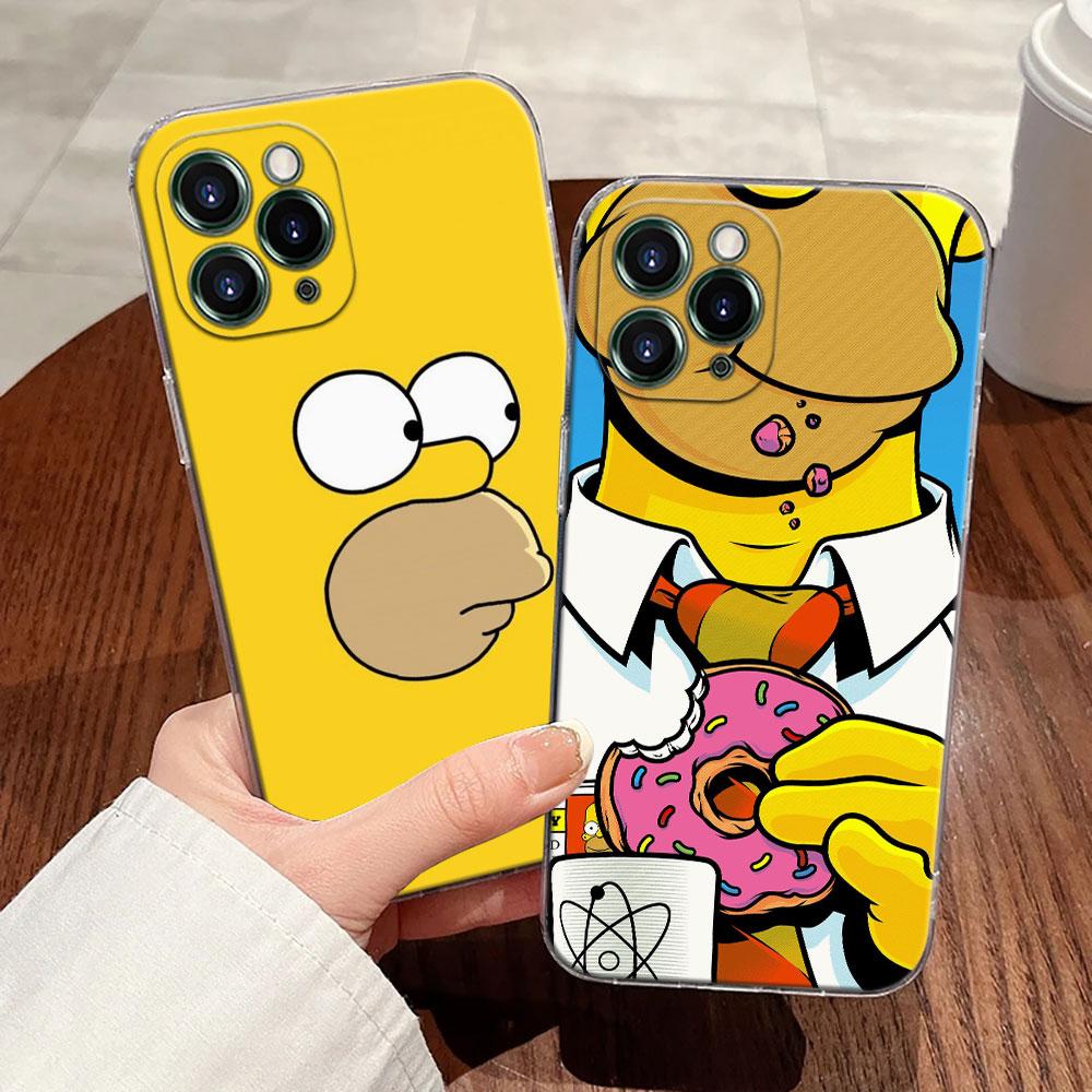 Cartoon Homer S-Simpson-Familie Transparente Handyhülle Für iPhone 17 Pro Max 17E 11 12 13 14 15 16 Pro Max Plus 17 Air 16E Hülle