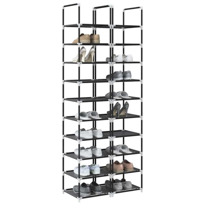 Étagère à chaussures - VIDAXL - 2 pcs - 10 niveaux - Noir - Métal et tissu non tissé