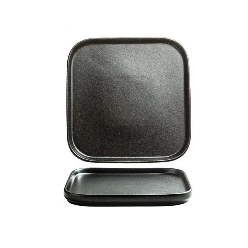 Black Frosted Steak Plate Western Style Home Western Food Plate Western Restaurant Steak Plate Square Plate Fruit Plate
