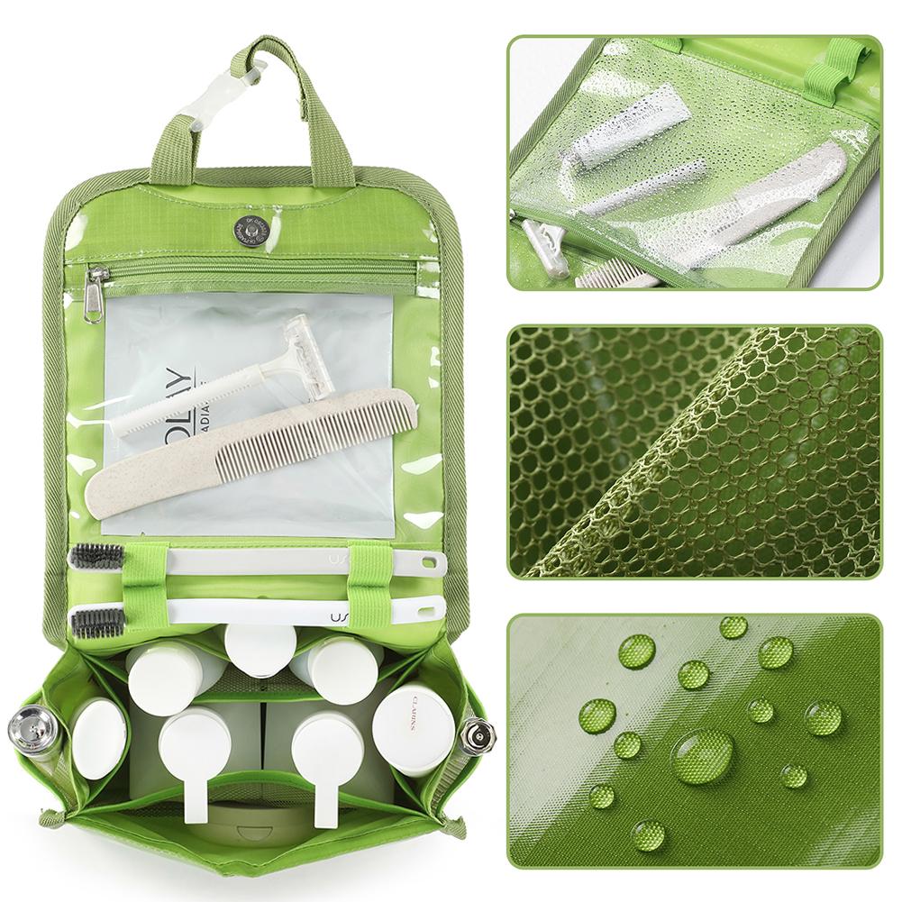 

популярні складні туалетні сумки Підвісна сумка для зберігання Косметичка для ванної кімнати Дорожні портативні водонепроникні косметички Органайзер із кількома кишенями зелений