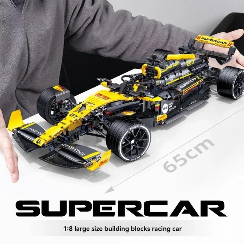 MOC Technical JKC7205 Racing 1:8 Rennfahrer 27 Formel Baustein Fernsteuerung Beleuchtung Rennen Renault F1 Spielzeug Geschenk für Kinder