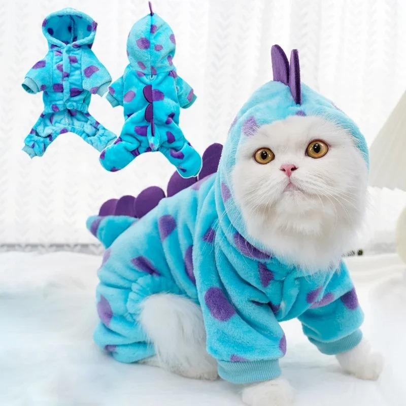 Funny Dog Dinosaur Winter Costume Soft Warm Dog Clothes for Small Dogs Pixar Monsters Overalls for Cat Winter Puppy Hoodies