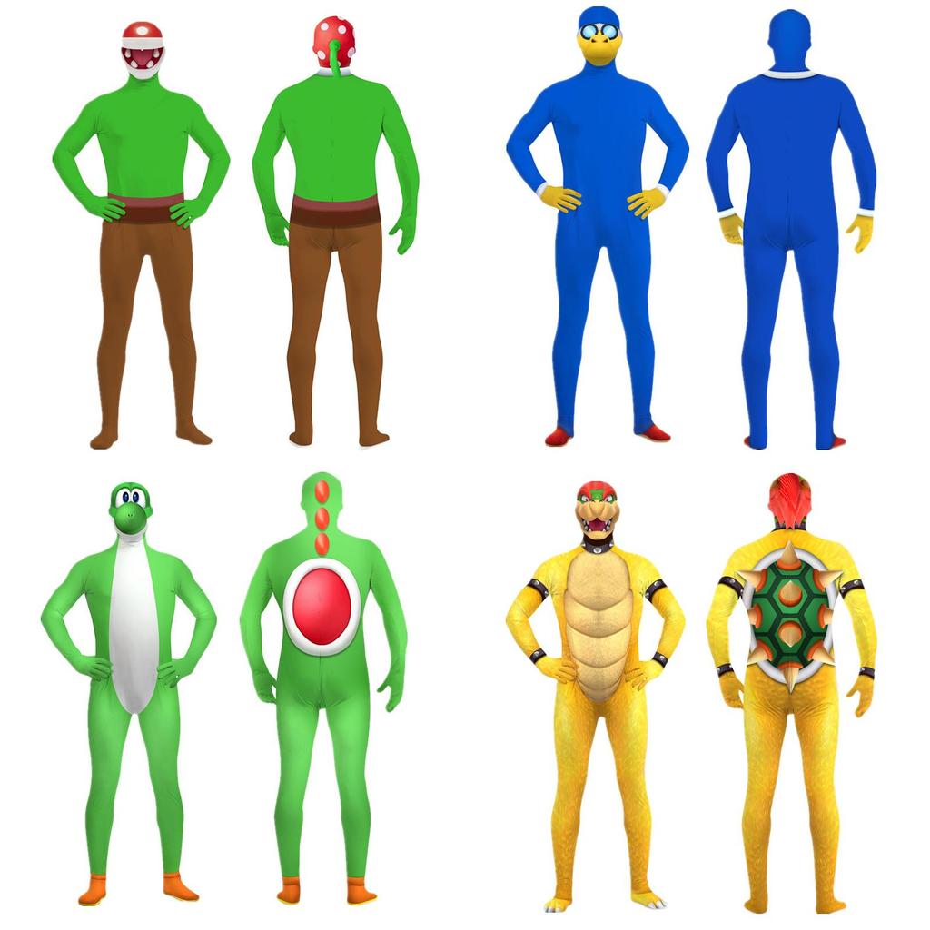 Stylish Mario Yoshi Bowser Cosplay Costume Jumpsuit Perfect For Halloween And Parties