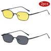 Protective Glasses 2pcs Fashion Small Polygon Sunglasses Women Colorful Lens Sun Glasses Steampunk Metal Gradient Eyeglasses