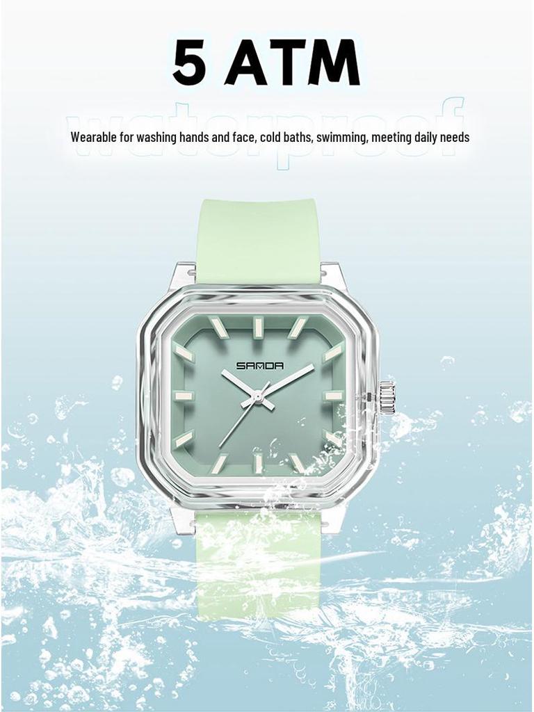 Sanda Colorful Minimalist Student Quartz Watch with 3D Scale and Waterproof Design