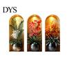Easy Install Wall Sticker 3 Pcs 3D Vase Stickers Vintage Flower Art Space Extension Self-Adhesive Colorful Floral Blossom Decals for Bedroom