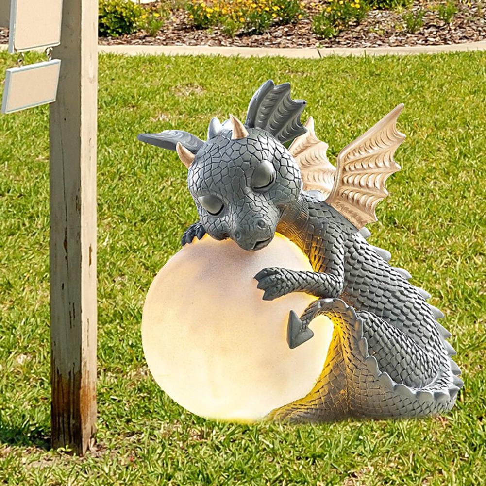 3D Small Dinosaur Shape Sleep Sculpture Resin Table Lamps Decor Night Lights Dragon Model Garden Outdoor Courtyard Decoration