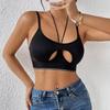 Black Vest Bra Without Steel Ring Gathering Sexy Hollow New Breathable Navel Hanging Neck Beautiful Back Bra
