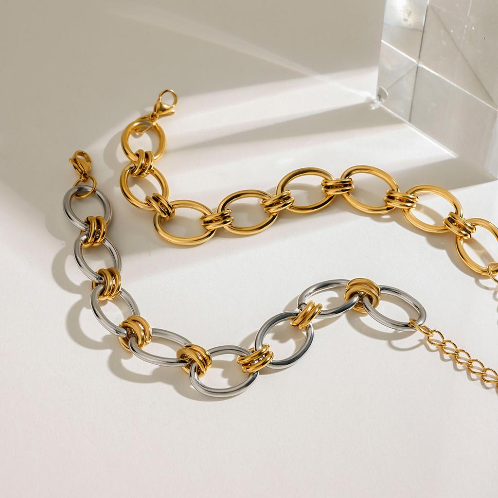 Youthway Unisex Stainless Steel Chain Bracelet Waterproof Jewelry Accessories Gold&Silver Color Minimalist Wide Chain Bracelet