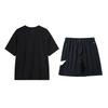 Li Ning Logo Print Simple Fashion Round Neck Pullover Short Sleeve Comfortable Drawstring Shorts Casual Sports Suit YHSV371-1+YKSV197-2