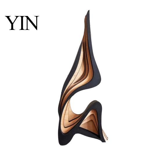 Scultura Artistica Astratta in Legno Regalo Decorativo di Lusso, Statuetta Solida Moderna Minimalista per Soggiorno Decorazione in Legno Artigianale Decorazione Tavolo Stanza,