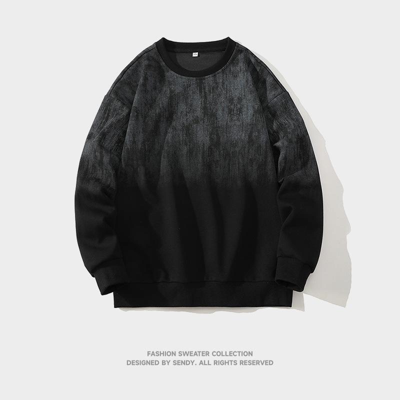 

Весенне-осенний мужской свитер, повседневная универсальная футболка с длинным рукавом, свитер с круглым вырезом M чёрный