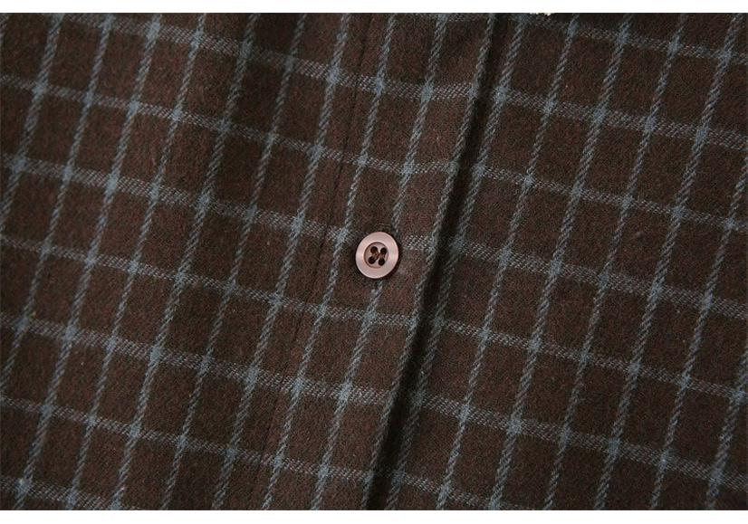 Plus Size Women's 2026 Spring Plaid Coat with Lace Collar Cardigan - Slimming Long Sleeve Shirt
