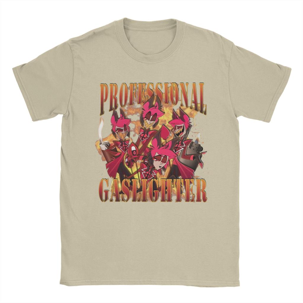 Alastor Professioneller Gaslighter Hazbins Hotels Herren T-Shirts Tees Kurzarm Rundhals T-Shirts Reine Baumwolle Einzigartige Kleidung