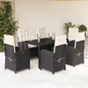 VidaXL Garden Dining Set with Cushions 7 Pcs, Table and Chairs with Adjustable Backrest, Outdoor Patio Furniture 3212199
