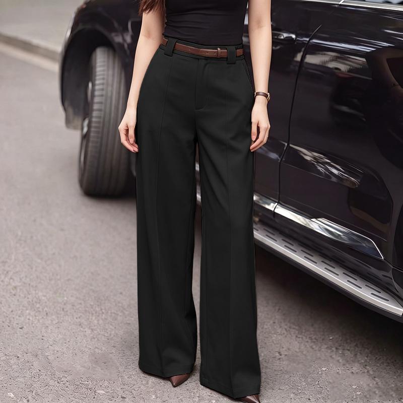 ZANZEA Women Elegant Casual Elastic Waist Solid Color Loose Long Pants S чёрный