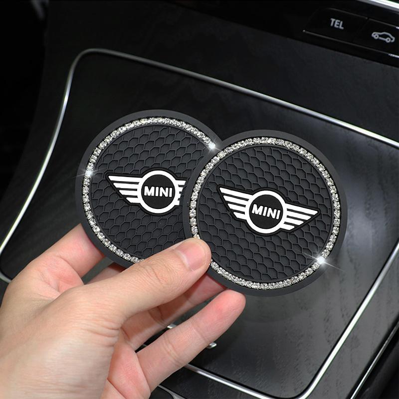 For MINI Cooper Fridge One S F56 R57 R58 R60 JCW Countryman Clubman New Car Coaster Water Cup Bottle Holder Diamond Non-Slip Mat Decoration