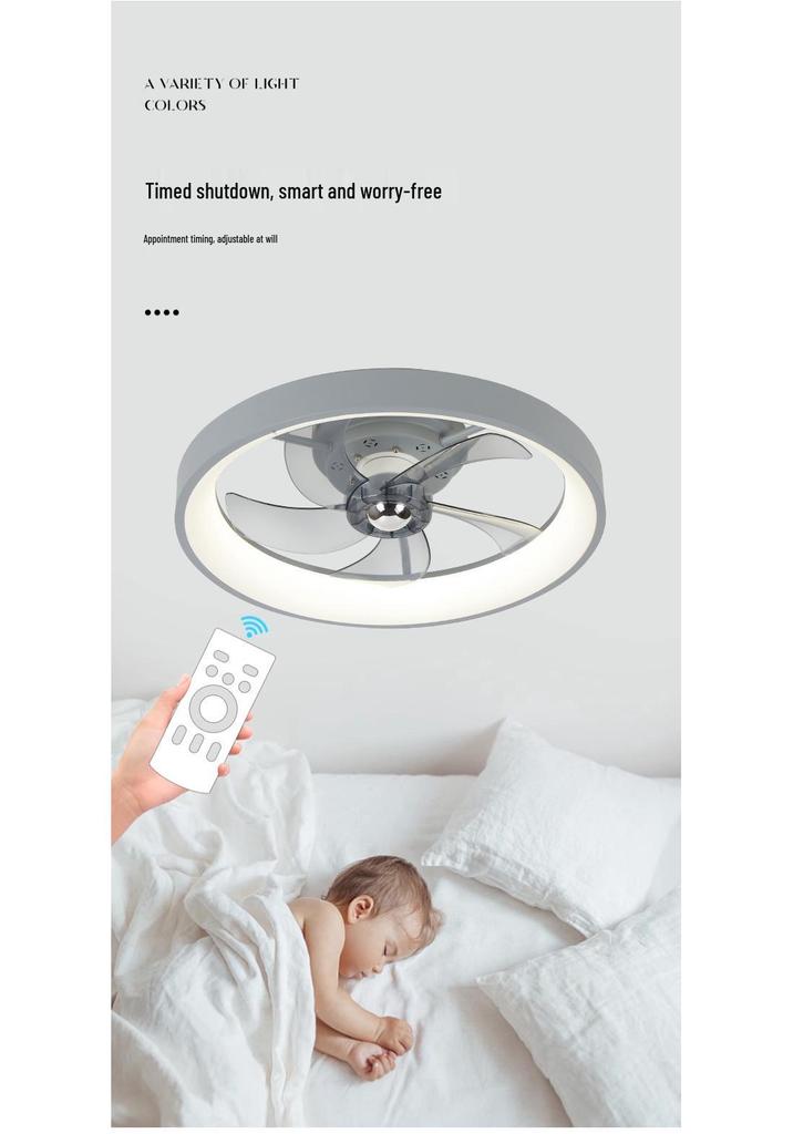 Smart Variable Frequency Ceiling Fan Light for Bedroom & Dining Room (110V, US/Japan Standard)