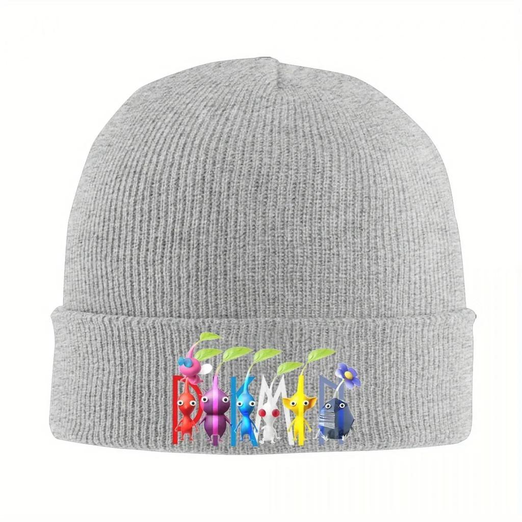 New Pikmin Cartoon Knitted Hat Womens Unisexs Skullies Beanies Autumn Winter Hats Video Game Warm Cap