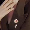 Brooch Pin Three-Dimensional Rose Shape Enamel Drip Technology Pin with Rhinestone Faux Pearl Inlay Suits Coats Dresses Badge