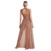 Womens Shiny Rhinestone Lyrical Dance Dress Mock Neck Sleeveless Open Back Twist Front Sheer Mesh Overlay Leotard