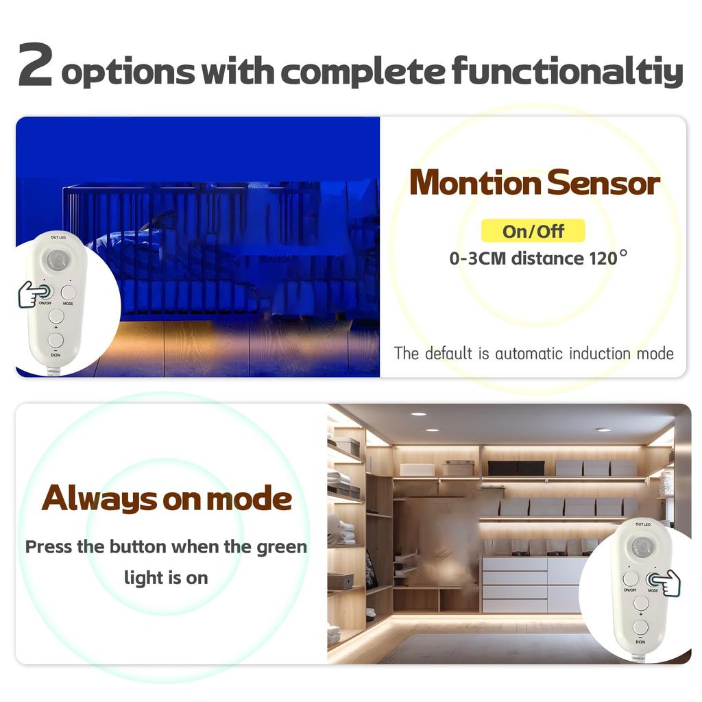 Clearhill Human Sensitive LED Tape Light Strip Light with Sensor Flexible 5M Natural White 4000K Powerful Width 8mm 320 USB Powered IP20 5V For Stairs