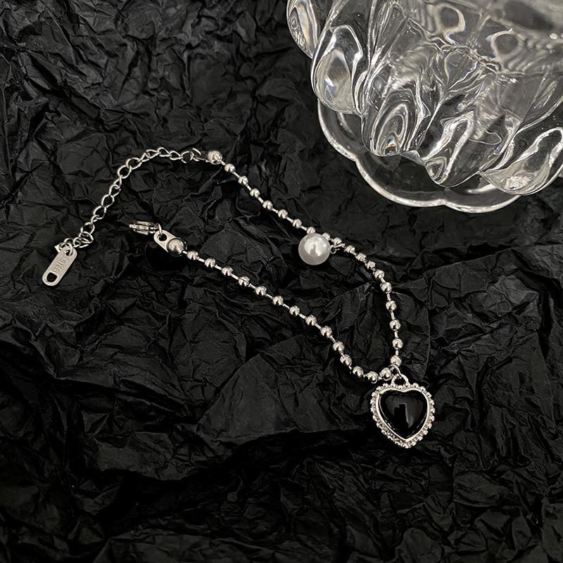 For Women Titanium Steel Fashion Personality Tide Pearl Love Bracelet Female Wind Temperament Simple Bracelet Jewelry