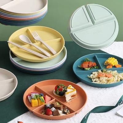 Assiette ronde réutilisable en 3 parties pour repas équilibrés