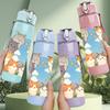 1PC Multi Cat Cloud Frame Art 750ml Color Plastic Sports Water Bottle Leakproof Flip Straw Lid Suitable for Sports Office Home Use