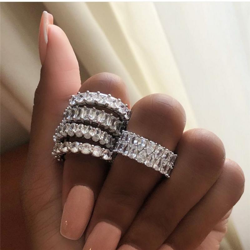 Wholesale Eternity Band Promise ring 925 Sterling silver Diamond cz Engagement Wedding Rings for women Men Finger Party Jewelry