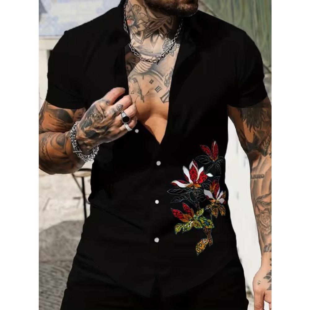 Men's Retro Flowers Pattern 3D Print Shirt Button Up Shirt Casual Shirt Summer Shirt Short Sleeve Daily Vacation Clothing