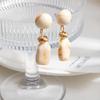 French Retro Cream Vermilion Special-Shaped Stone Earrings, Niche Design High-End Light Luxury Temperament Earrings