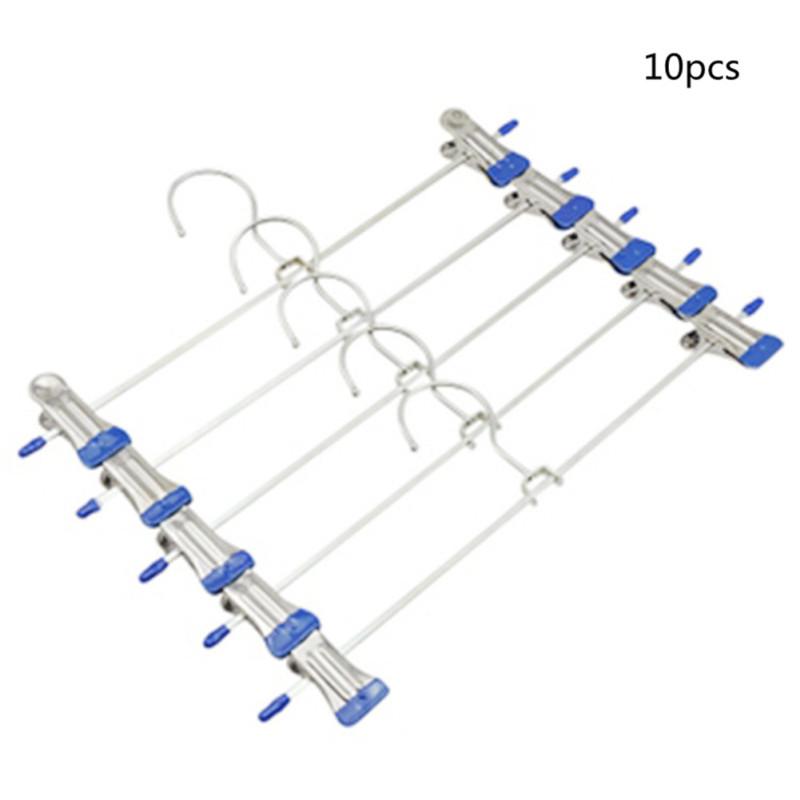 10PCS Stainless Steel Trousers Rack Clip Anti-slip Clothespin Pants Clamp Clothes Hanger