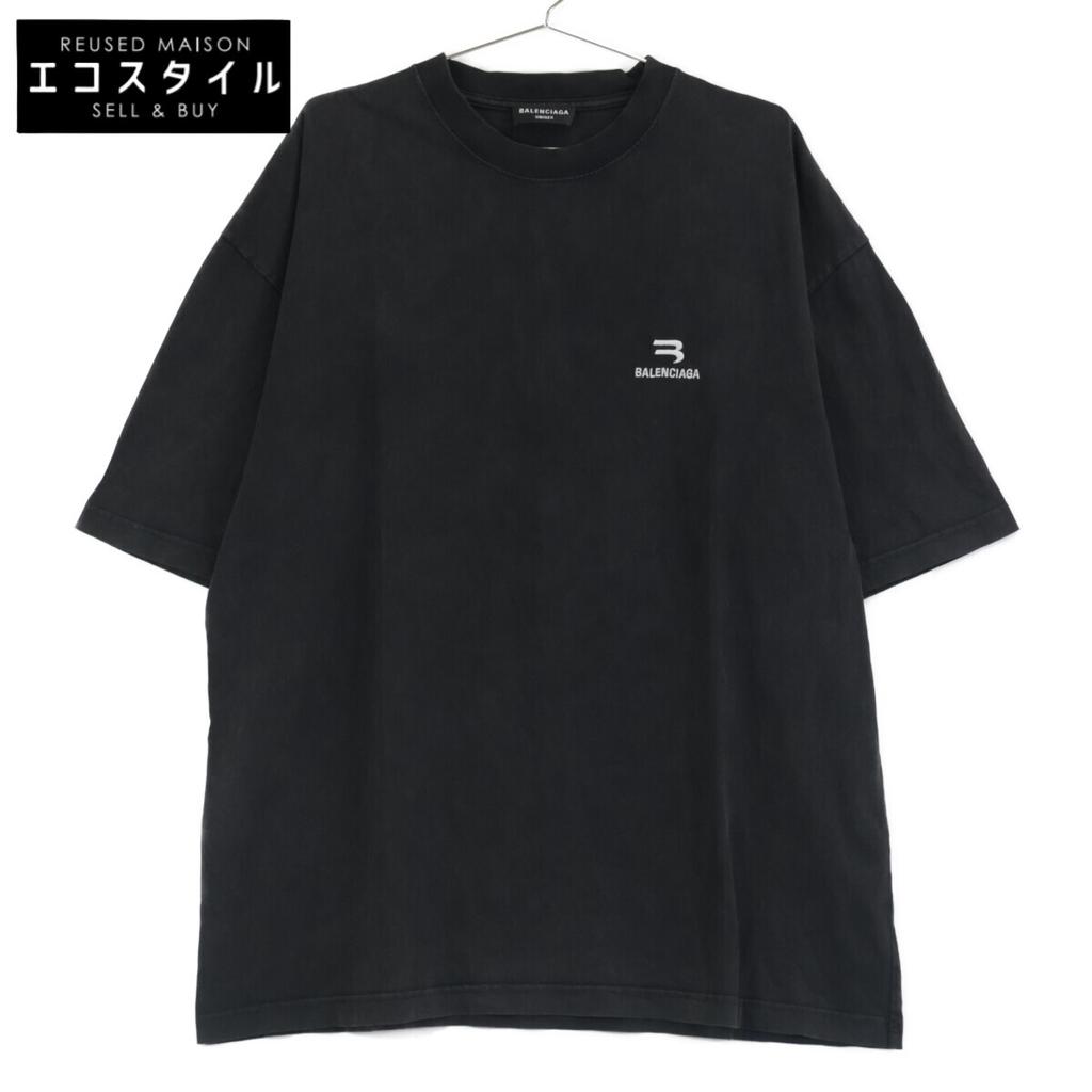 BALENCIAGA 612966 Black 21 One Point Crew Neck T-Shirt tops L blackUsed