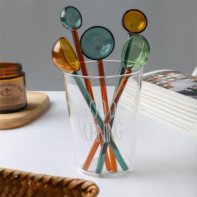 Temperaturbeständiga Färggranna Kaffeskopor Rörskedar Långt Handtag Glassked för Hemmakök
