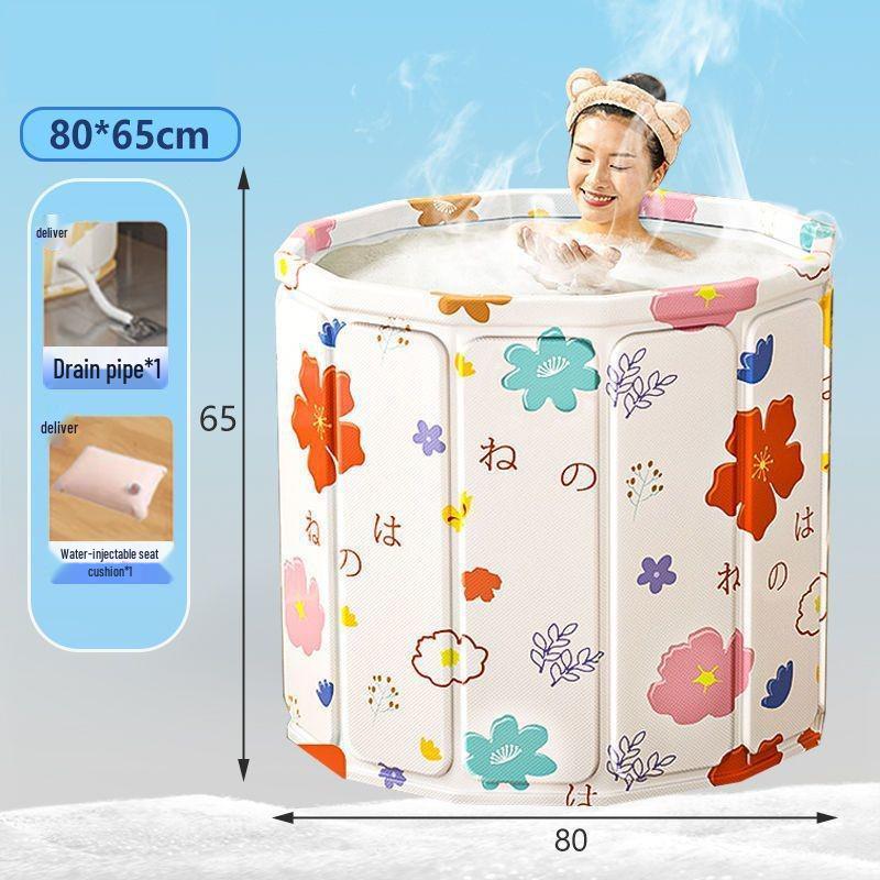 Collapsible Full-Body Bathtub for Adults and Children, Ideal for Bathing, Soaking, and Swimming.