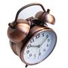 4" Retro Red Copper & Gold Metal Bell Alarm Clock with Silent Luminous Hands