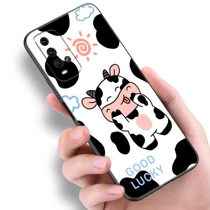Cow Pattern Black White Phone Case For Xiaomi Redmi Note 5 6 9T K20 K40 K50 Pro 7A 8A 9A 9C 9i 10A 10C A1 S2 TPU Black Cover