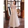 Graues Neckholder-Abendkleid - Damen 2026 Neuer Stil: Luxuriöses Bankettkleid für Zeremonien, Gesangsprüfungen