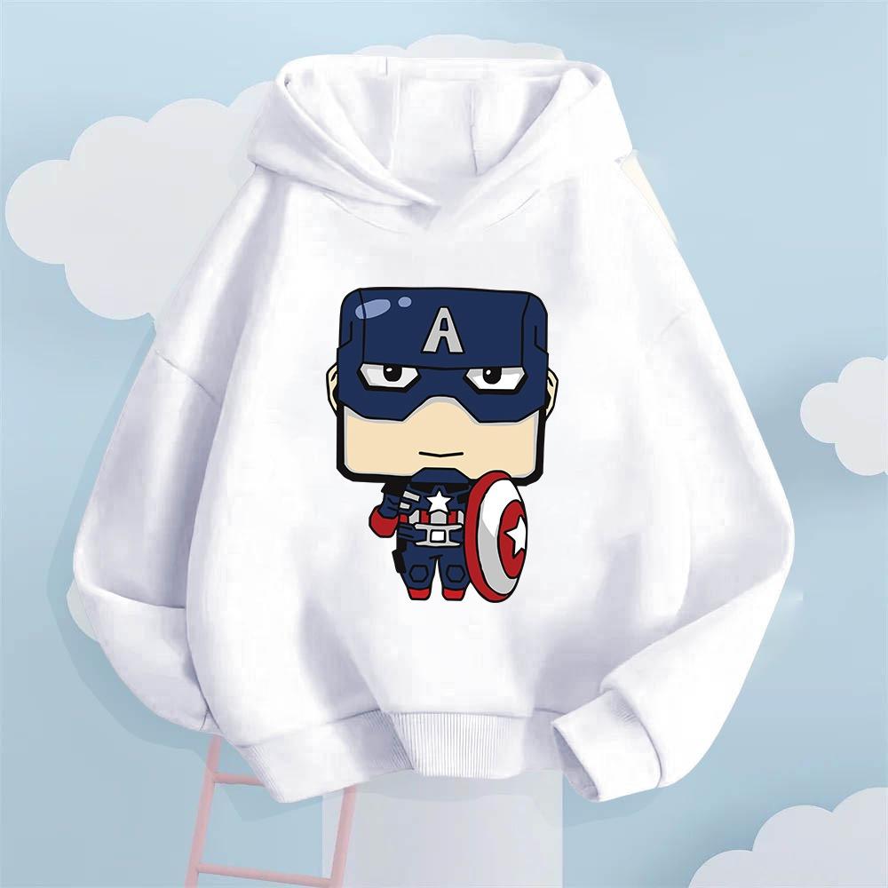 

Kids Cute Marvel Avengers Alliance Captain America Cartoon Pattern Children s Hooded Sweatshirt Autumn/Winter Comfortable Style 110