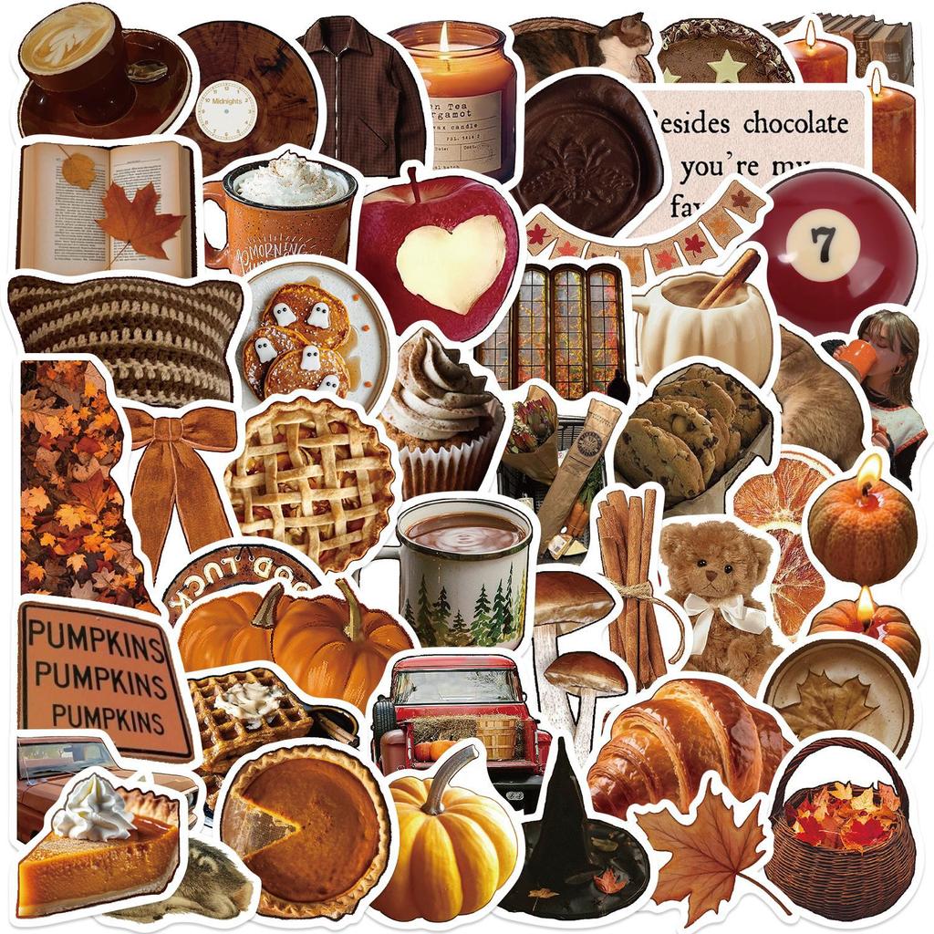 103053Pcs Autumn Ins Style Graffiti Stickers Cartoon Brown Decals Toy Diy Decoration Scrapbook Fridge Phone Bike Graffiti Gift