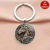 Vintage Horse Head Pattern Dome Glass Alloy Keychain Backpack Pendant Hanging Decoration Car Keyring New Year Gift