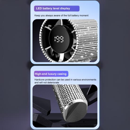 Přenosný vějíř s kamínky, LCD displej, 199 rychlostí, nastavitelný, dobíjecí přes USB, letní chladicí ventilátor, venkovní kempování, cestování, mini osobní ventilátor