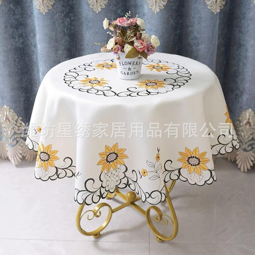 Nordic Round Table Cloth Home Restaurant Small Fresh Embroidery Cloth Round Tablecloth