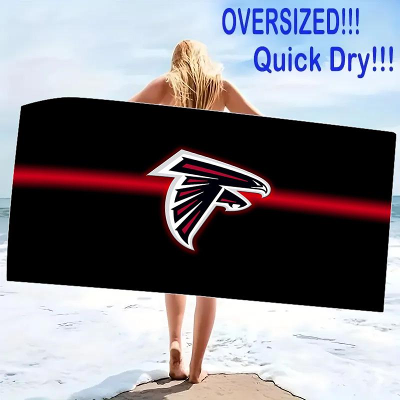 Atlanta Falcons Logo Print Beach Towel, Large Soft Quick Dry Towel for Beach Camping Swimming