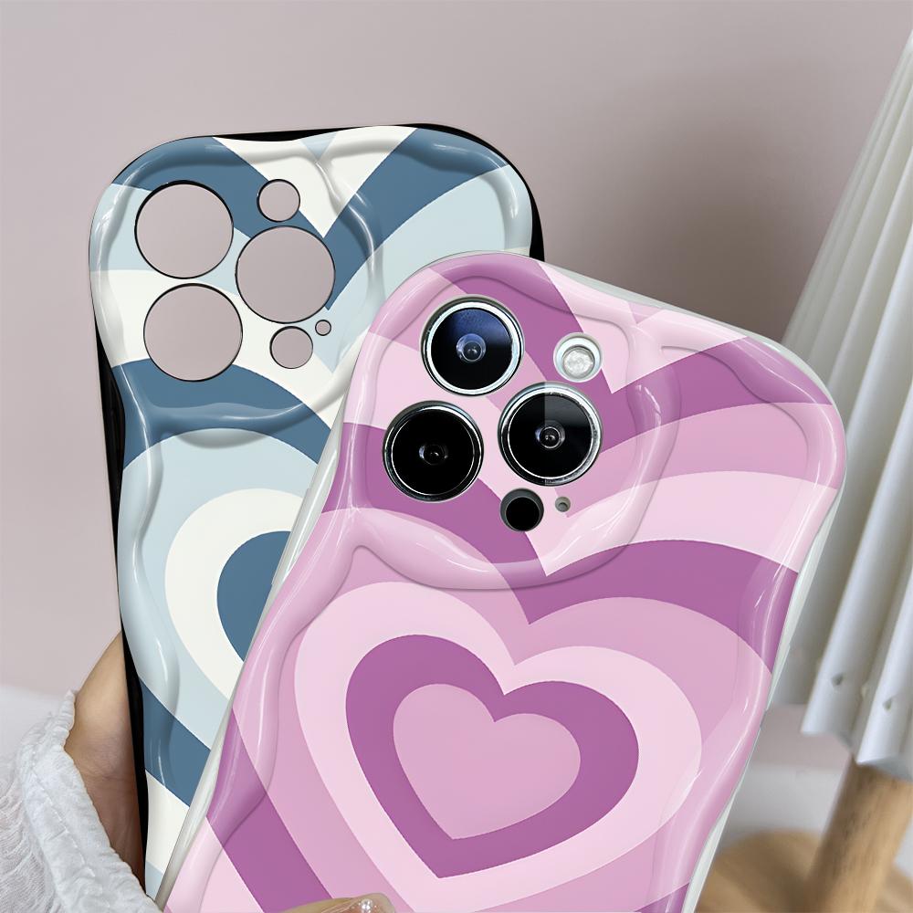 Cartoon Pattern Cream Texture Casing Wavy Edge Soft Silicone Cover Phone Case for IPhone Samsung Huawei Honor Xiaomi Redmi OPPO Realme Vivo Infinix