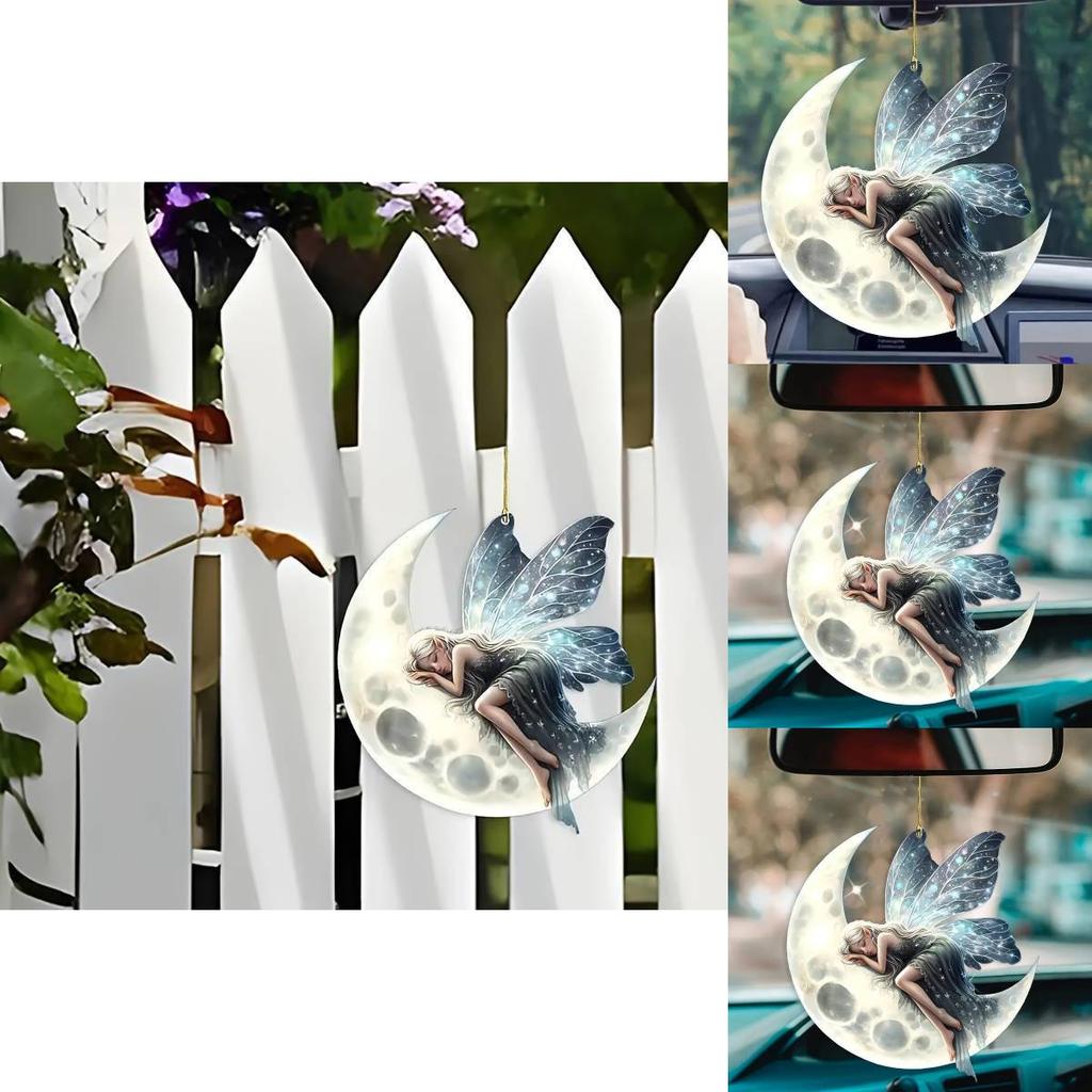 Acrylic Christmas Tree Flat Moon Elf Auto Interior Ornament With Sleek Style For Holiday Decoration