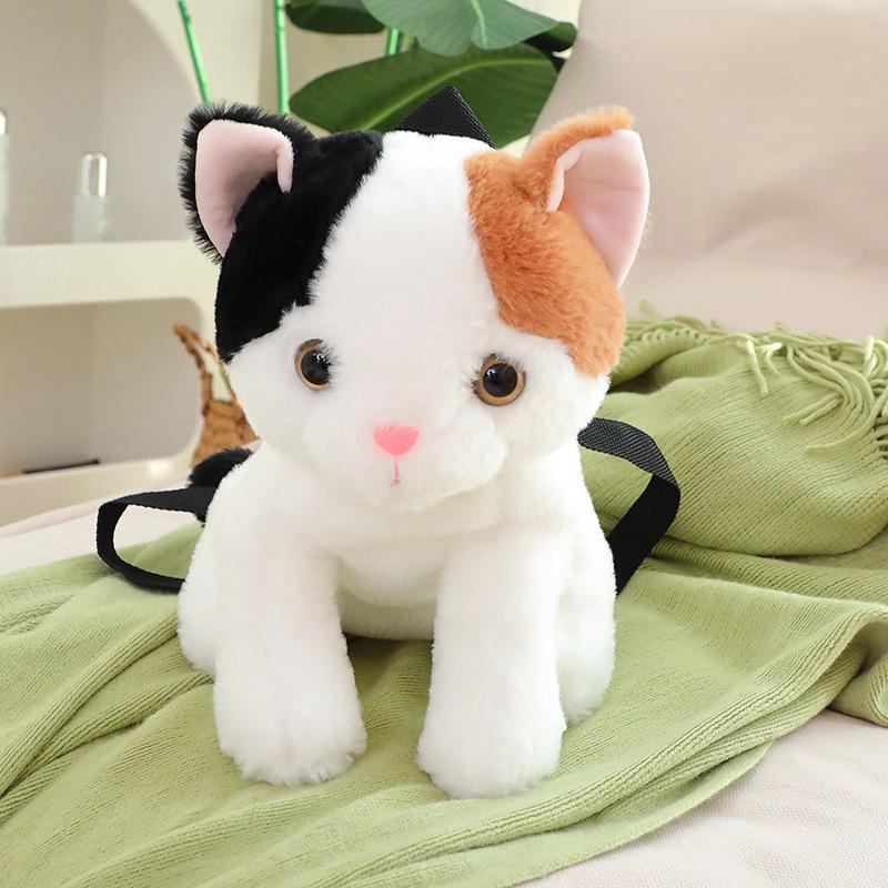 Simulation Three-Color Kitten Plush Backpack Casual Versatile Bag Birthday Gift