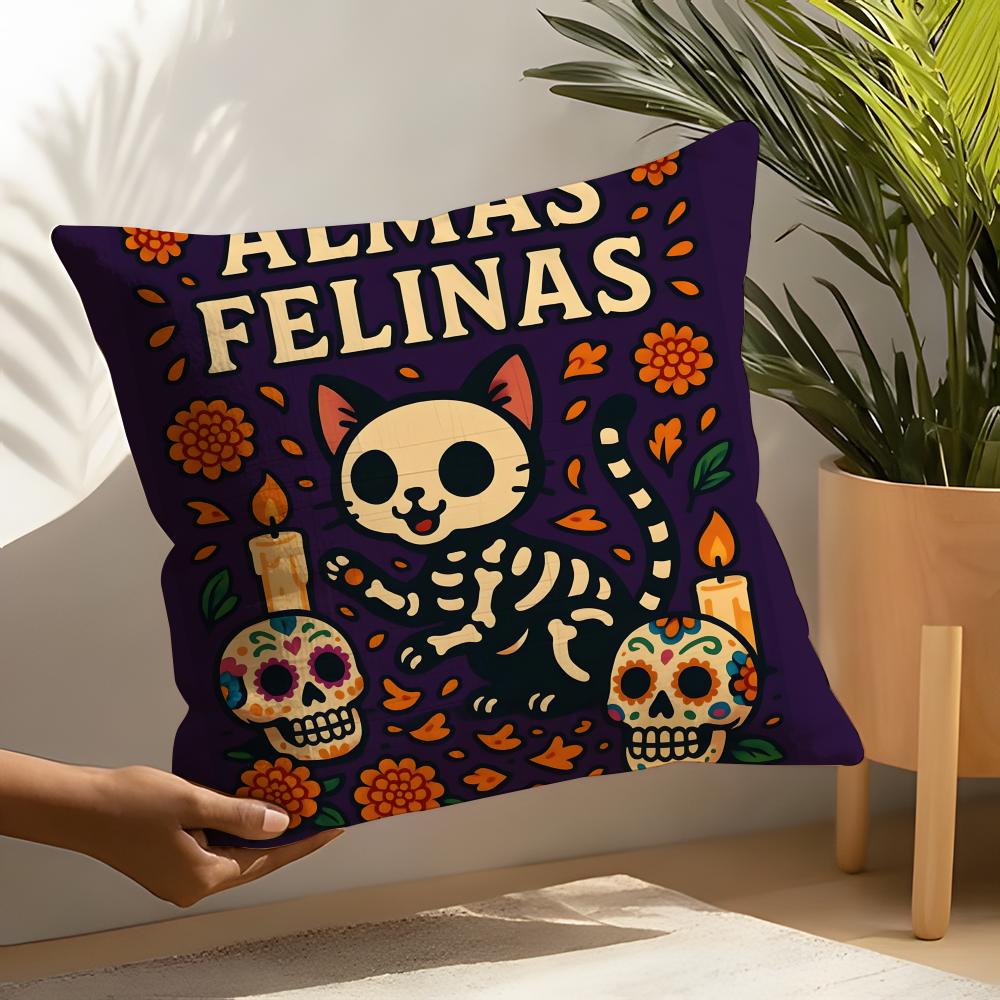 Festival DDia de Muertos Pillow Case Linen Cushion Covers For Decorative Sofa Home Pillows Case Car Chair Pillows Cases